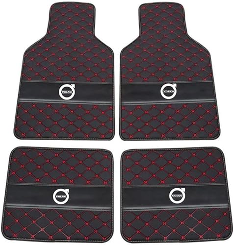 Auto Leder Fußmatten für Volvo XC70 II 2014-2016, Allwetter Wasserdicht rutschfeste Abriebfest Bodenmatten Set Teppiche Schutz Zubehör,Black+red Auto Leder Fußmatten für Volvo XC70 II 2014-2016, Allwetter Wasserdicht rutschfeste Abriebfest Bodenmatten Set Teppiche Schutz Zubehör,Black+red von GXDFC