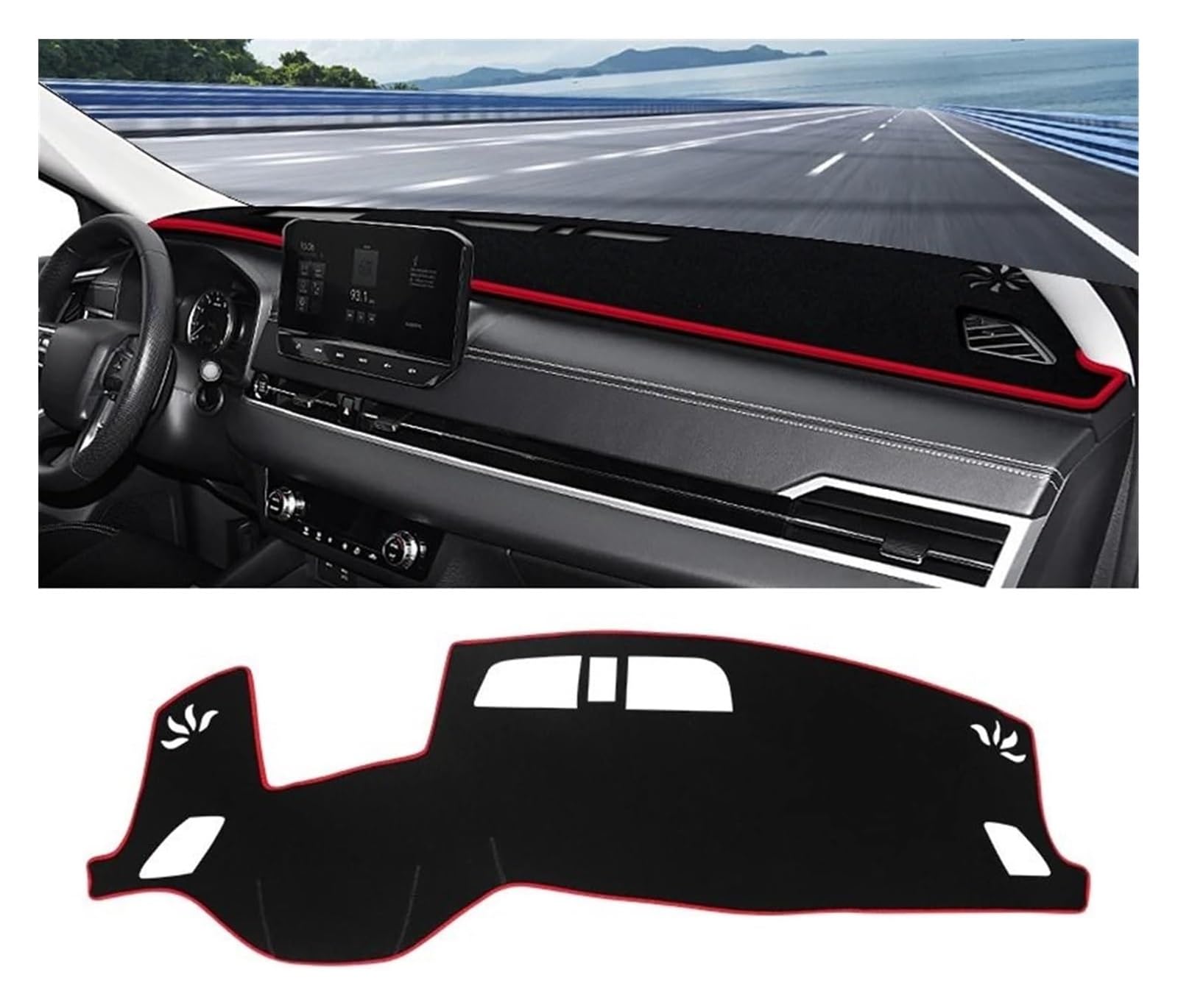 Armaturenbrett Abdeckungsmatte Für M&itsubishi Für Outlander Für PHEV 2022 2023 2024 Auto Armaturenbrett Abdeckung Matte Sonnenschutz Pad Teppiche Schutz(A Red Side) von GXSAI