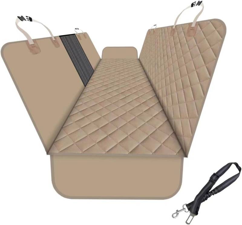 GXT, Rücksitzbezug für Hunde, für Autos, SUVs und LKWs mit Netzfenster, kratzfestes, rutschfestes und wasserdichtes Material, verbesserte Version mit Hundeleine (Dunkles Khaki) von GXT