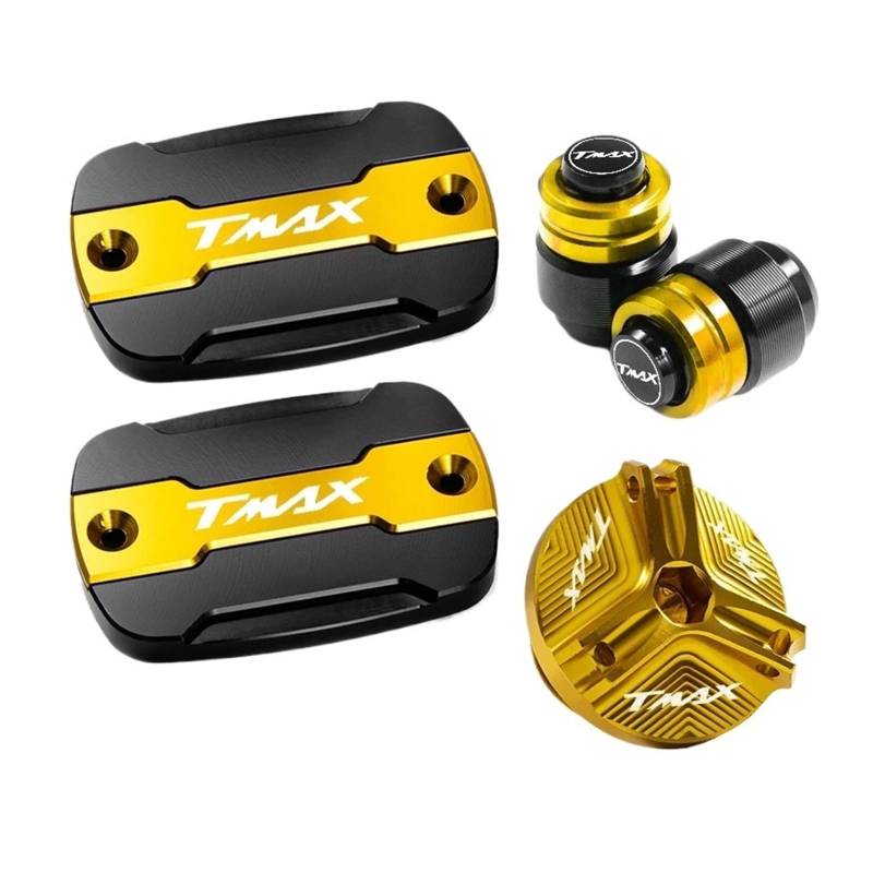 Geeignet Für TMAX 500 530 SX DX 560 Brems Flüssigkeit Bremse Öl Tank Abdeckung Motorrad Bremsflüssigkeitsdeckel(4 Gold) von GXTCJDM