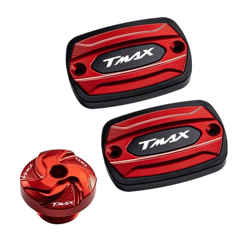 Geeignet Für TMAX 530 SX DX 500 560 Vorne Brems Flüssigkeit Bremse Tank Kappe Und Füllstoff Abdeckung Motorrad Bremsflüssigkeitsdeckel(Red 3) von GXTCJDM