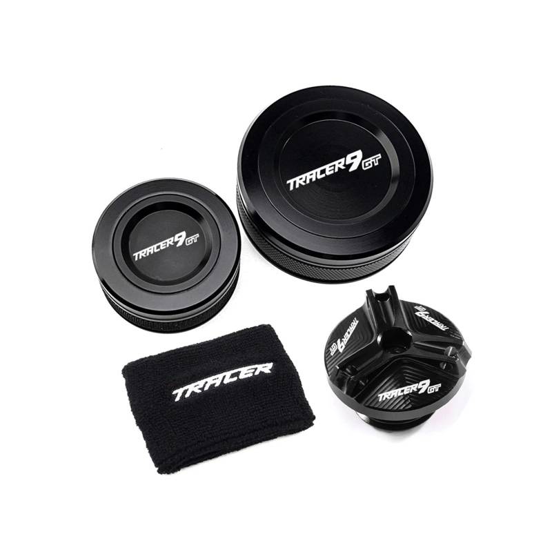 Hinten Vorne Brems Flüssigkeit Reservior Abdeckung Geeignet Für Tracer 9 GT 2021-2025 Öl Füllstoff Socke Motorrad Bremsflüssigkeitsdeckel(4 Black) von GXTCJDM