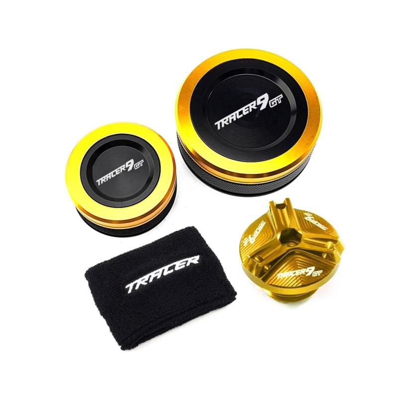 Hinten Vorne Brems Flüssigkeit Reservior Abdeckung Geeignet Für Tracer 9 GT 2021-2025 Öl Füllstoff Socke Motorrad Bremsflüssigkeitsdeckel(4 Gold) von GXTCJDM