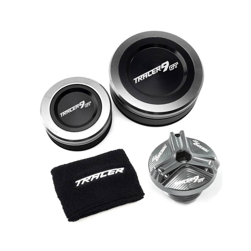Hinten Vorne Brems Flüssigkeit Reservior Abdeckung Geeignet Für Tracer 9 GT 2021-2025 Öl Füllstoff Socke Motorrad Bremsflüssigkeitsdeckel(4 Grey) von GXTCJDM