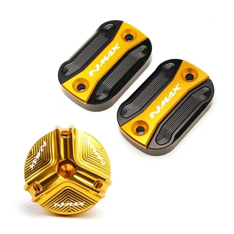 Motorrad Vorne Brems Flüssigkeit Reservoir Motor Füllstoff Abdeckung Geeignet Für NMAX 155 125 2015-2025 Motorrad Bremsflüssigkeitsdeckel(3 Gold) von GXTCJDM