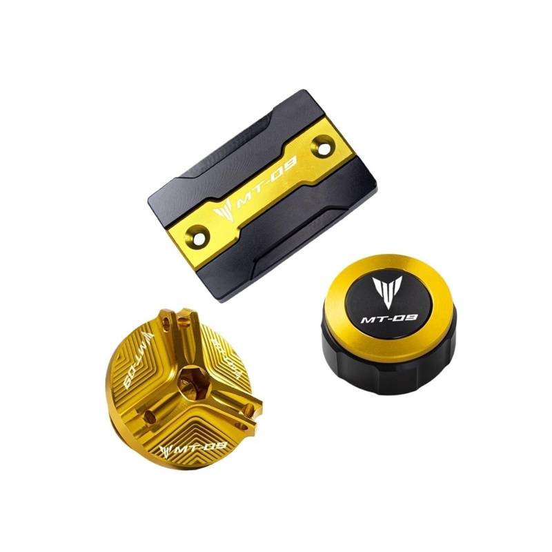 Schutzhülle Für Die Vordere Und Hintere Bremsflüssigkeitsabdeckung Passend Für MT-09 2014–2022 Motorrad Bremsflüssigkeitsdeckel(3 Gold) von GXTCJDM