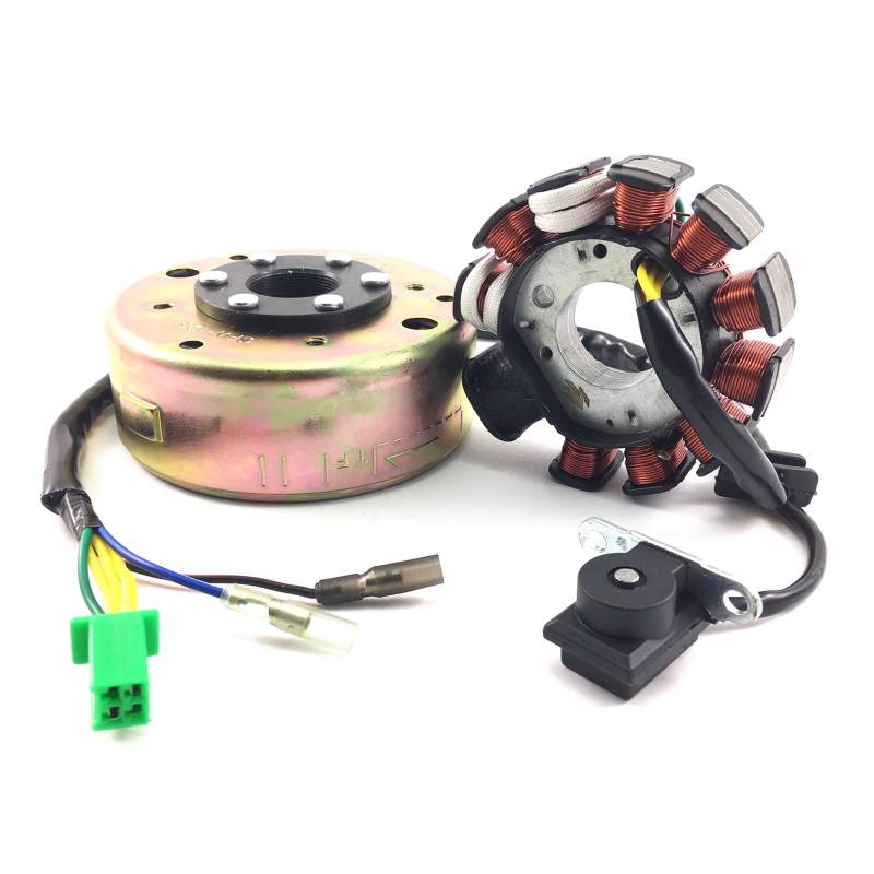 LiMA LICHTMASCHINE - STATOR & ROTOR * KOMPLETT * 11 SPULEN STATOR * DC *125-150cc 4-TAKT 152QMI-157QMJ Motoren für ZNEN ZN125 HYOSUNG CHINA ROLLER GY6 von GY6-Parts