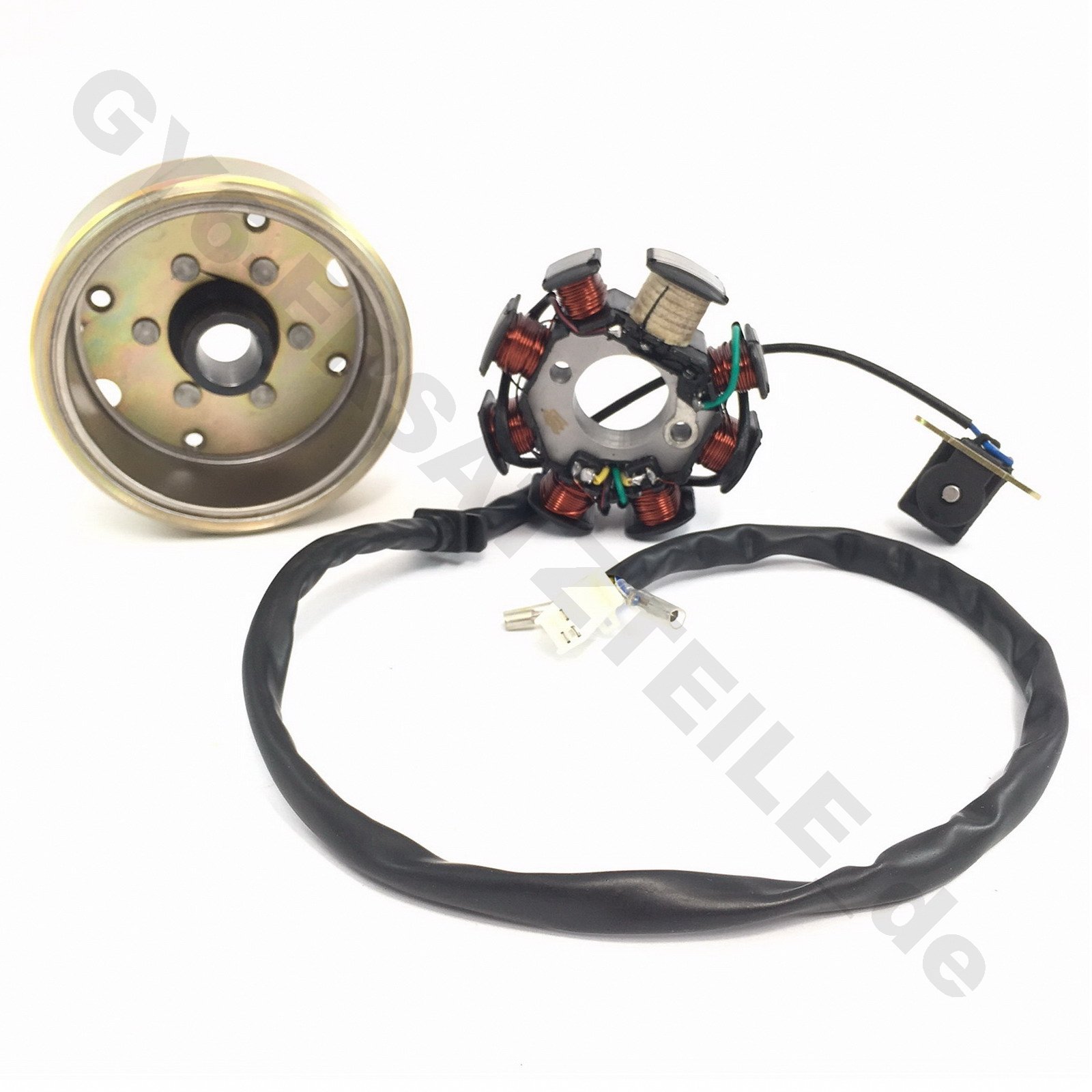 LiMA LICHTMASCHINE/STATOR & ROTOR * KOMPLETT * 8 SPULEN STATOR * DC *125-150cc 4-TAKT 152QMI-157QMJ Motoren z.B. REX JINAN QINGQI YIYING KYMCO JMSTAR BAOTIAN KREIDLER ERING SUKIDA HYOSUNG ZNEN ROLLER von GY6-Parts