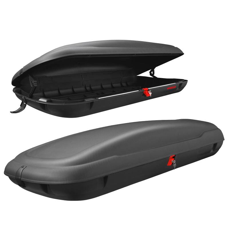 GYMAX Dach Box 430 L, Dachbox Auto mit Zentralverriegelung & Schlüsseln, Gepäckbox wasserdicht für PKW, Vans, SUVs, Schwarz von GYMAX
