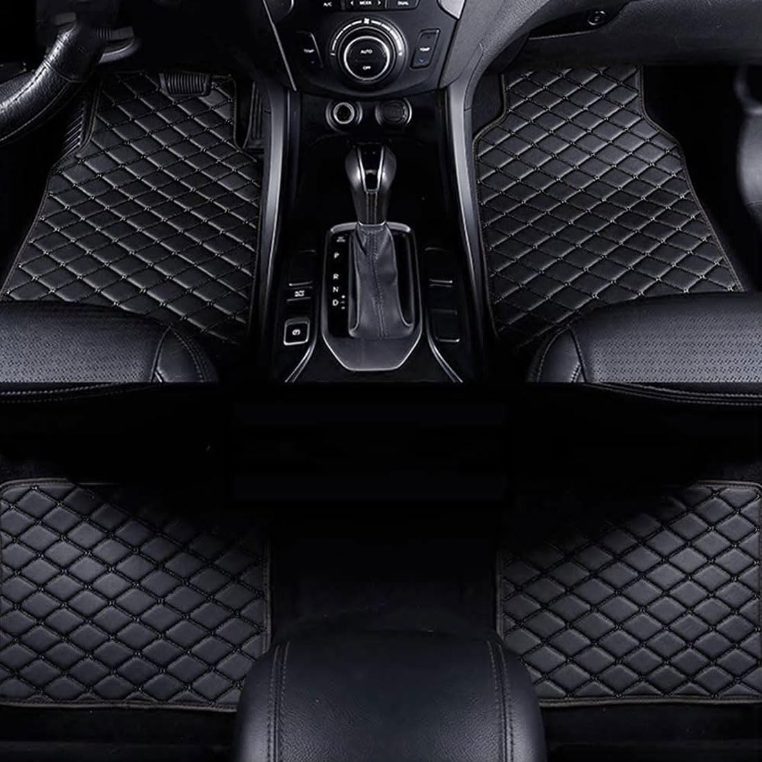 4stück Leder Auto Fußmatten für Hyundai Kona EV 2019-2022(LHD), Anti-Rutsch Bodenmatte Vorne Hinten Schutz Automatten Set Zubehör,A/Black von GYORI