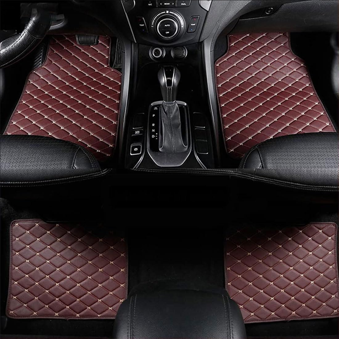 4stück Leder Auto Fußmatten für Mazda 2 2015-2019(LHD), Anti-Rutsch Bodenmatte Vorne Hinten Schutz Automatten Set Zubehör,E/Coffee von GYORI