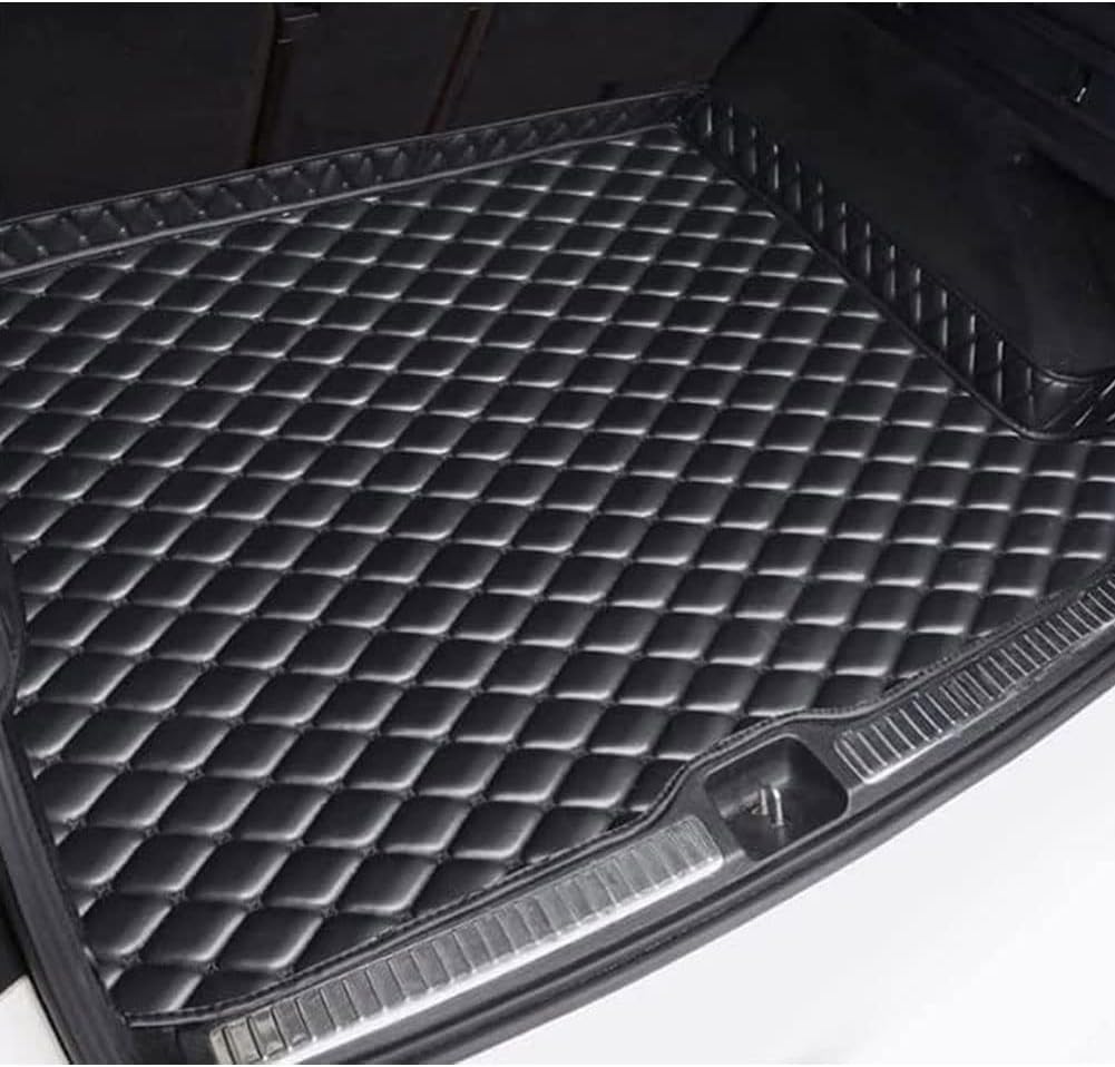 Auto Leder Kofferraummatten, FüR Smart EQ fortwo (C453) 2020- Langlebiges Wasserdicht Kratzfest Kofferraumwanne Schutzmatte, Innenraum ZubehöR,A/Black-Black von GYORI
