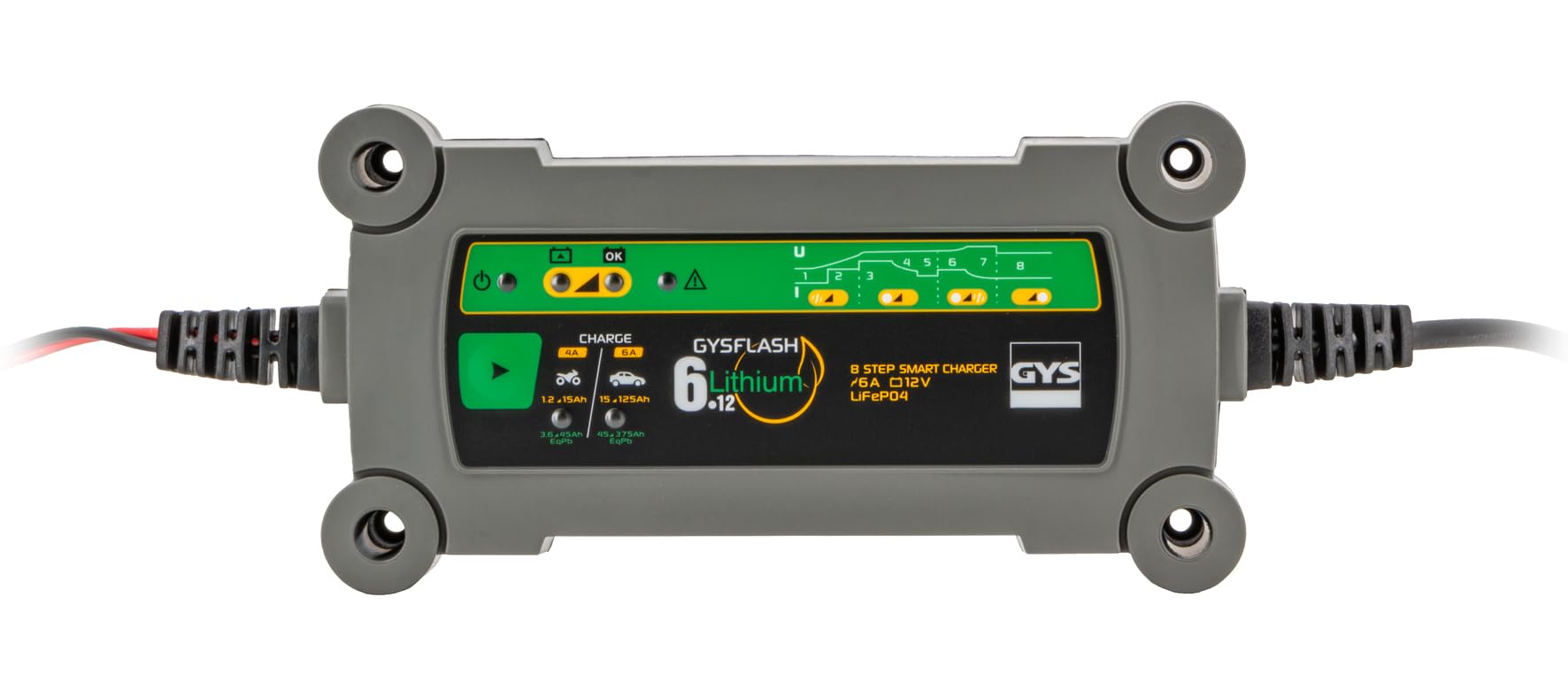 GYS Ladegerät Autobatterieladegerät, Lithiumbatterieladegerät 6A für Autos und Motorräder, Erhaltungsladegerät von GYS