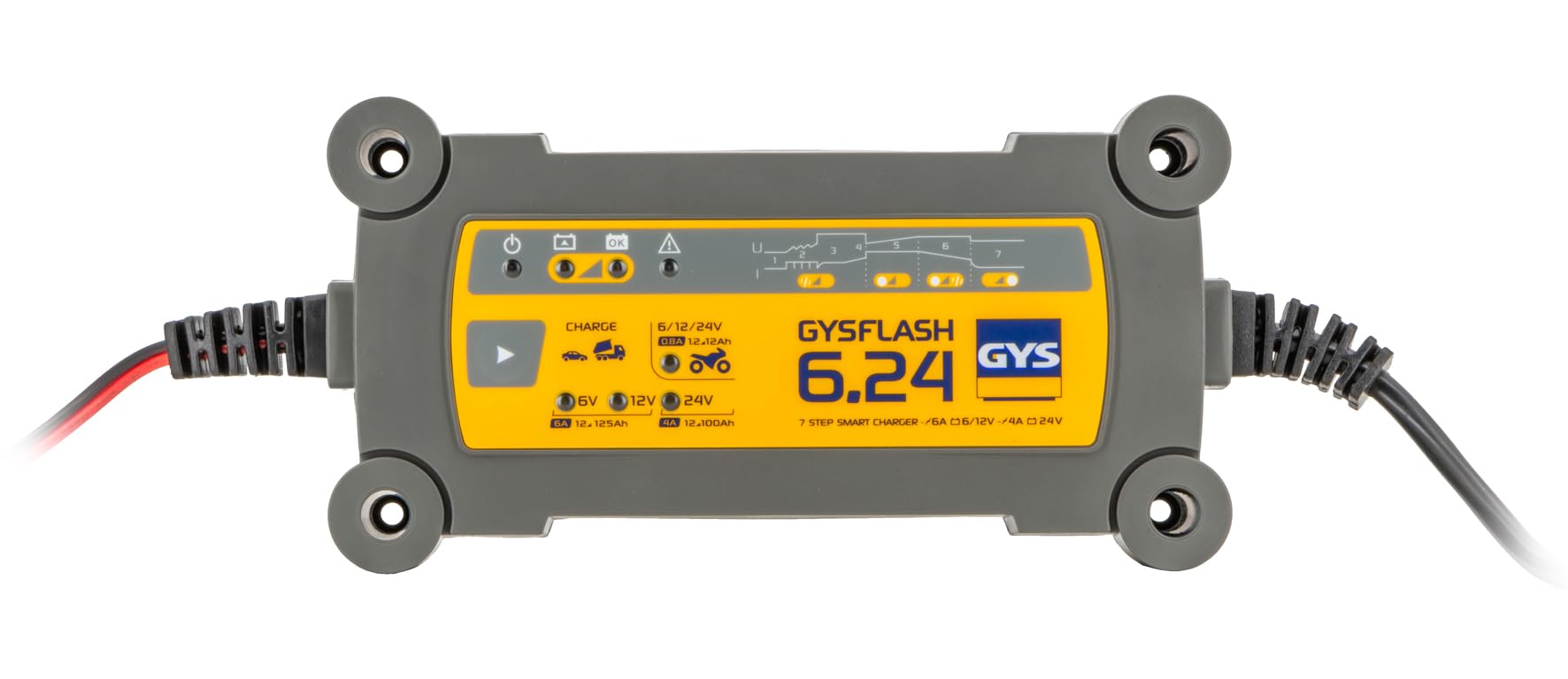 GYS GYSFLASH 6.24 029460 Automatikladegerät 6 V, 12 V, 24V 6A 6A 4A von GYS