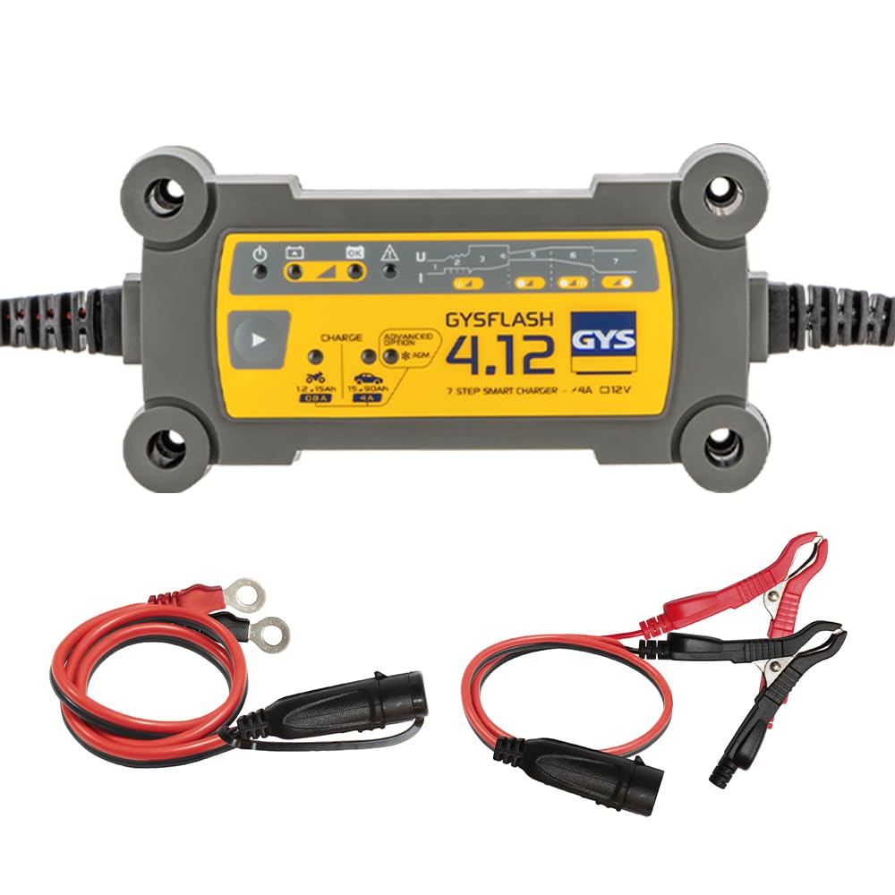 GYS Ladegerät Batterieladegerät für das Laden von 12V-Batterien von Kleinwagen, Motorrädern, Jet-Skis, Kart-Sport-Fahrzeugen und Rasenmähern, GYSFLASH 4.12, Nee GYS Ladegerät Batterieladegerät für das Laden von 12V-Batterien von Kleinwagen, Motorrädern, Jet-Skis, Kart-Sport-Fahrzeugen und Rasenmähern, GYSFLASH 4.12, Nee von GYS