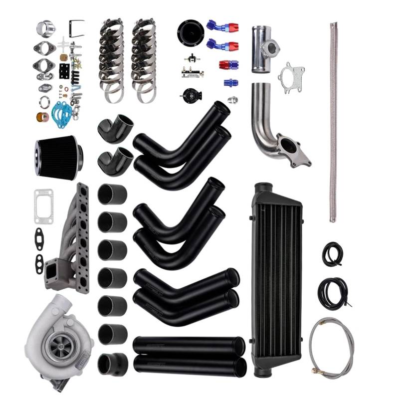 GYTTAK Motor-Turbolader Kompatibel Mit Für E36 323i I6 1995 1996 1997 1998 1999 T3 T4 Turbokompressor-Turbine Turbokrümmer Ladeluftkühler-Rohrleitung Wastegate-Kit von GYTTAK