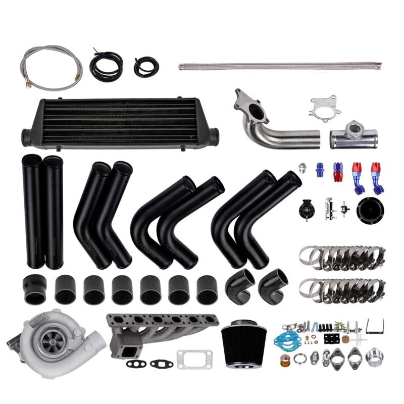 GYTTAK Motor-Turbolader Kompatibel Mit Für E36 M3 I6 1992 1993 1994 1995 1996 1997 1998 1999 T3 T4 Turbokompressor-Turbine Turbokrümmer-Ladeluftkühler-Rohrleitung Für Wastegate-Kit von GYTTAK