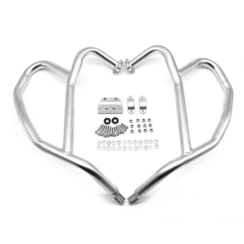 GYTTAK Motorrad Motorschutzbügel Kompatibel Mit NC750X 2021 2022 2023 2024 Motorradzubehör Motorradmotor Fallrahmenschutz Sturzbügel Stoßfänger Stahlschutzstangen(Silver) von GYTTAK
