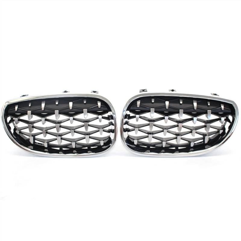 GYTTAK NierenGrill Kompatibel Mit 5er Für E60 E61 550i 535i M5 2003 2004 2005 2006 Nierengitter Lufteinlass Grill Auto Frontgitter Stoßstange Motorhaube Obere Gitterabdeckung(All Silver) von GYTTAK