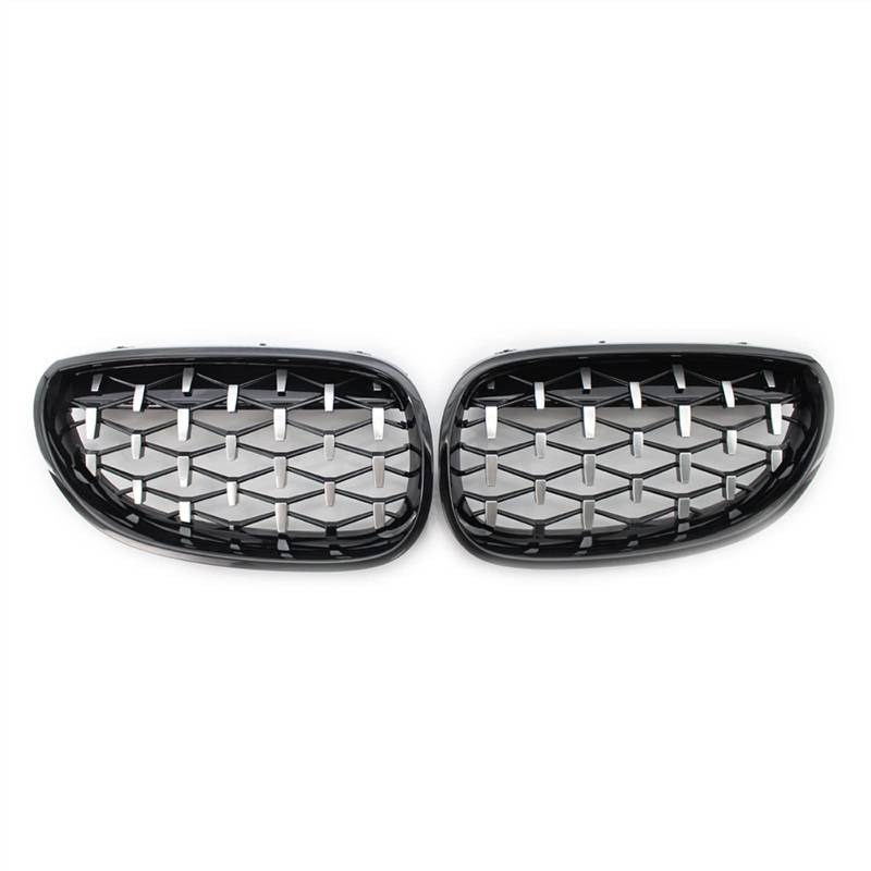 GYTTAK NierenGrill Kompatibel Mit 5er Für E60 E61 550i 535i M5 2003 2004 2005 2006 Nierengitter Lufteinlass Grill Auto Frontgitter Stoßstange Motorhaube Obere Gitterabdeckung(Silver and Black) von GYTTAK