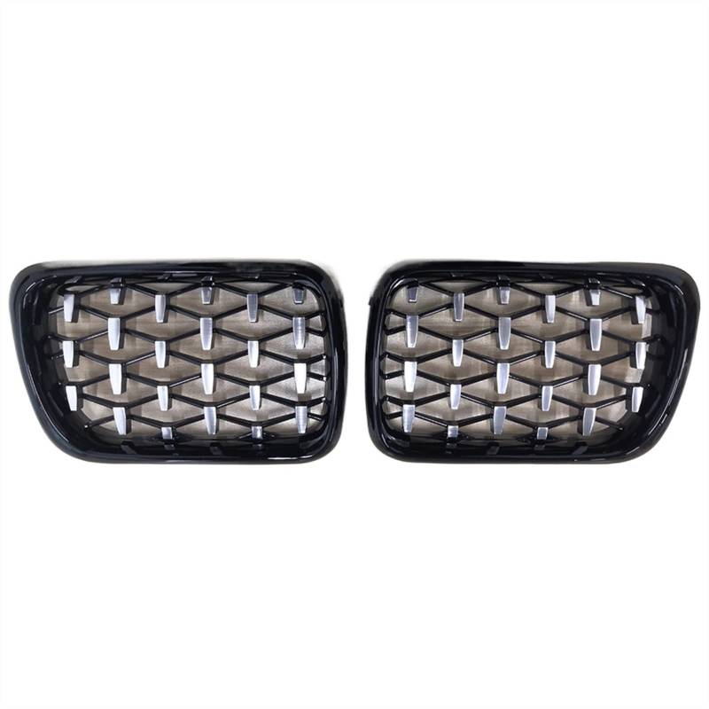 GYTTAK NierenGrill Kompatibel Mit E36 M3 1997 1998 1999 Auto Snap-on Front Nierengitter Obere Grillabdeckung Lufteinlassgitter(Silver Black) von GYTTAK