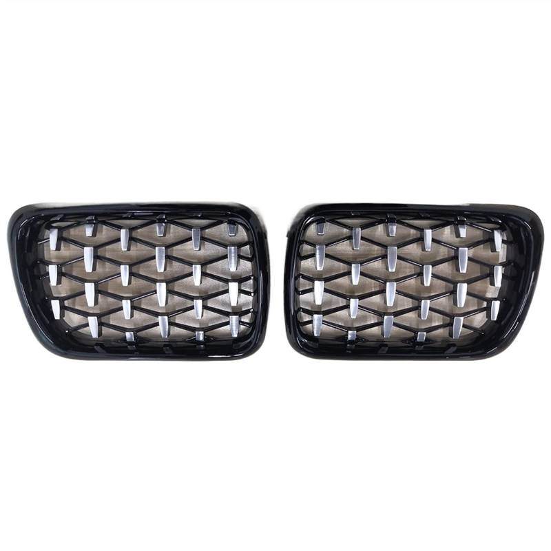 GYTTAK NierenGrill Kompatibel Mit E36 M3 1997 1998 1999 Obere Kühlergrillabdeckung des Autos Frontstoßstangenhaube Nierengitter Lufteinlassgrill(Black Silver) von GYTTAK