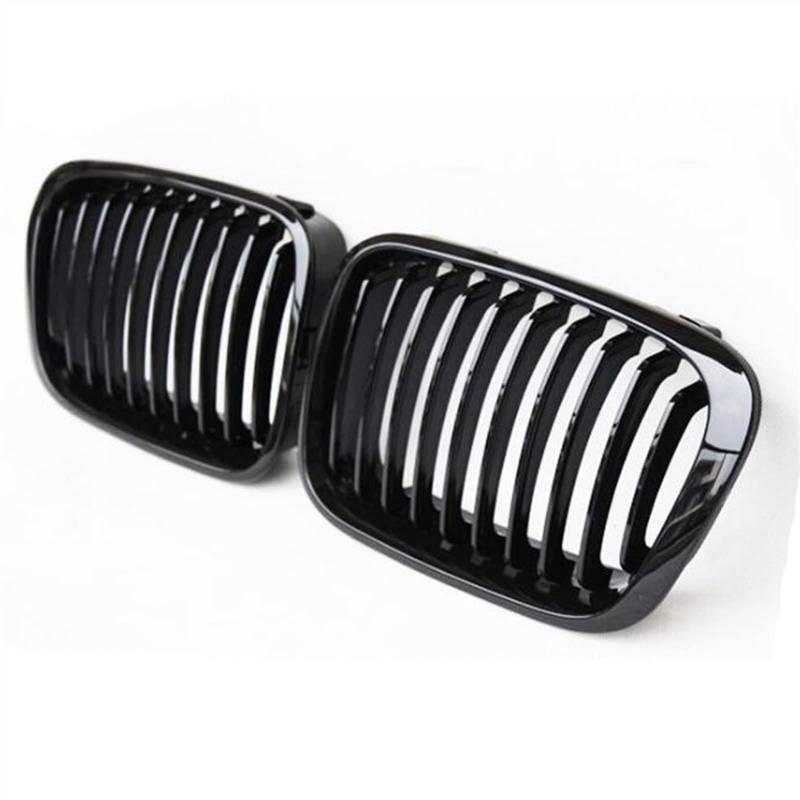 GYTTAK NierenGrill Kompatibel Mit E46 4 Türer 1998 1999 2000 2001 Auto-Doppellamellen-Grill-Stoßfänger-Hauben-Abdeckungs-Front-Nieren-Grill-Lufteinlass-Grill-oberer Grill(Gloss Black) von GYTTAK