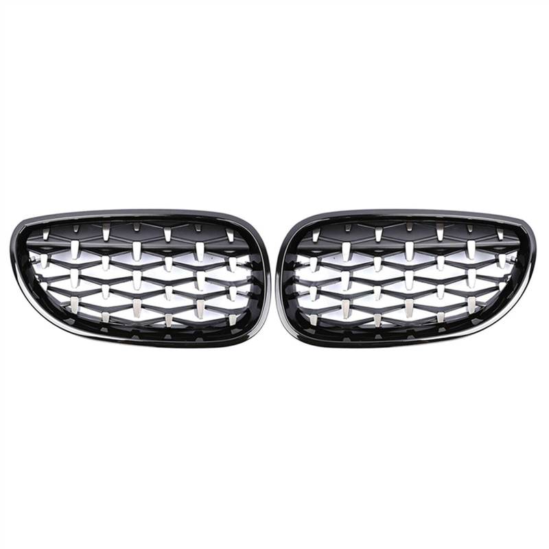 GYTTAK NierenGrill Kompatibel Mit E60 E61 5er 2003 2004 2005 2006 2007 2008 2009 Auto-Front-Nierengitter, Stoßstangen-Abdeckhaube, Oberer Grill(Full Silver) von GYTTAK