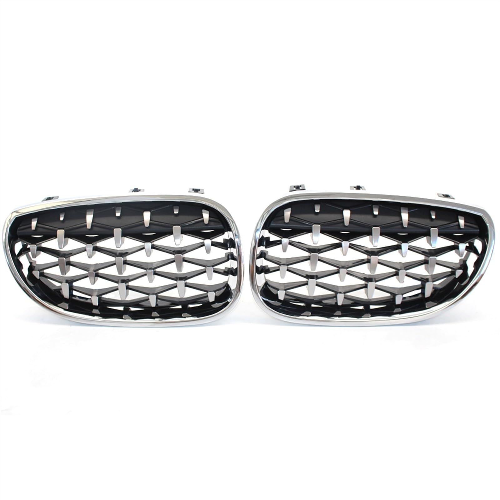 GYTTAK NierenGrill Kompatibel Mit E60 E61 M5 2003 2004 2005 2006 2007 2008 2009 2010 Auto-Front-Nierengitter Snap-on-Stoßfängerhaube Obere Grillabdeckung(All Silver) von GYTTAK