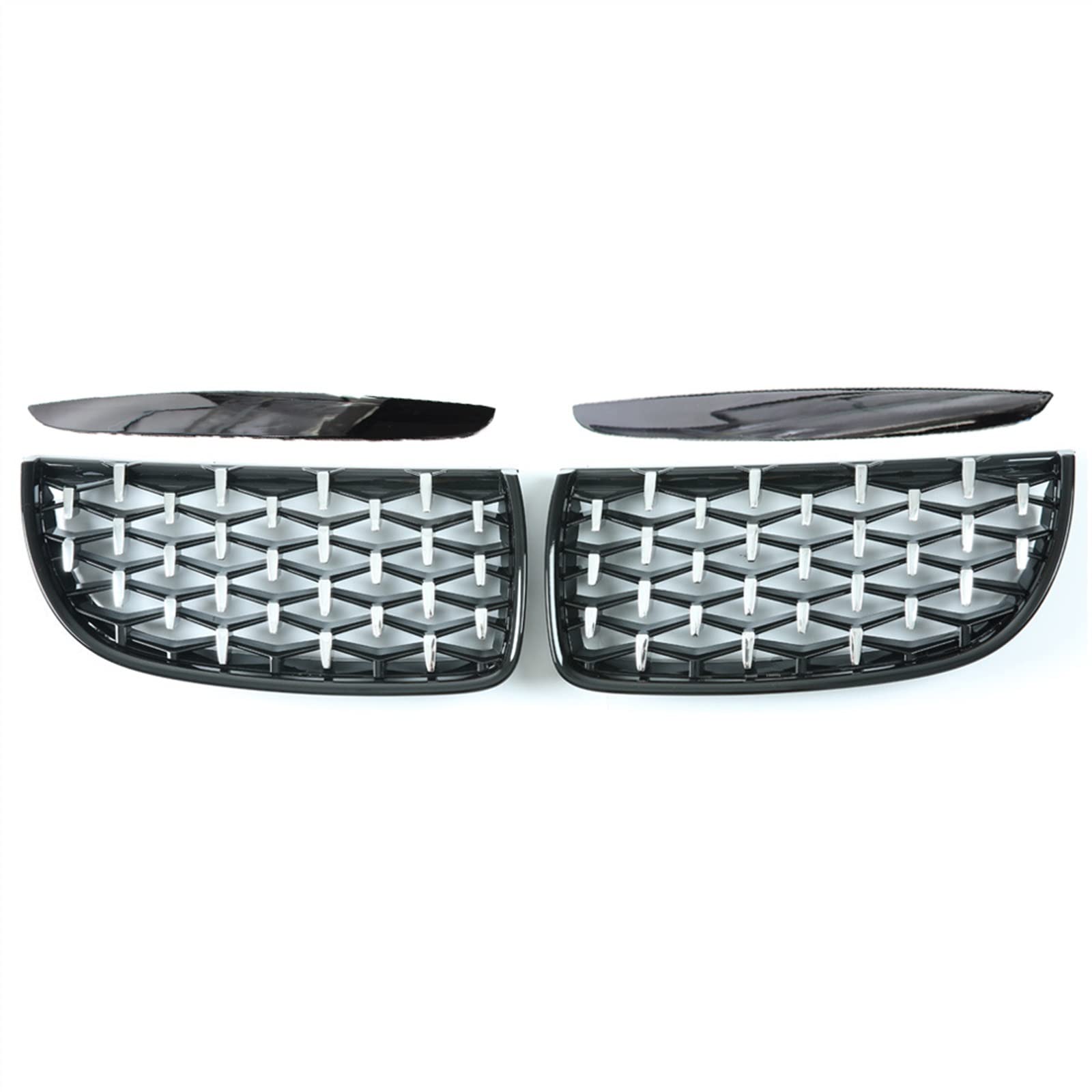 GYTTAK NierenGrill Kompatibel Mit E90 E91 2005 2006 2007 2008 51137117242 Auto Vorne Nierengitter Lufteinlass Grill Stoßstange Abdeckhaube Oberer Grill(Black and Silver) von GYTTAK