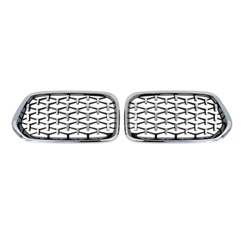 GYTTAK NierenGrill Kompatibel Mit Für X2 F39 2018 2019 2020 2021, Auto-Meteor-Stil-Grill, Frontstoßstange, Diamant-Nierengrill, Renngitter, Autozubehör(Silver) von GYTTAK