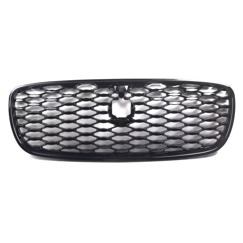 GYTTAK NierenGrill Kompatibel Mit Jaguar Für XF 2021 2022 Auto Frontstoßstange Oberer Kühlergrill Racing Mesh Grill Glanz Schwarz Haube Kühlergrill Autozubehör von GYTTAK