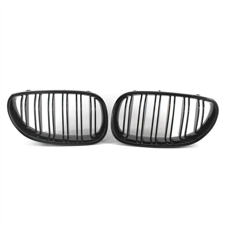 GYTTAK NierenGrill Kompatibel Mit M5 E60 E61 2003 2004 2005 2006 2007 2008 2009 2010 Auto Snap-on Obere Grillabdeckung Front Nierengitter Doppellamellen(Gloss Black) von GYTTAK