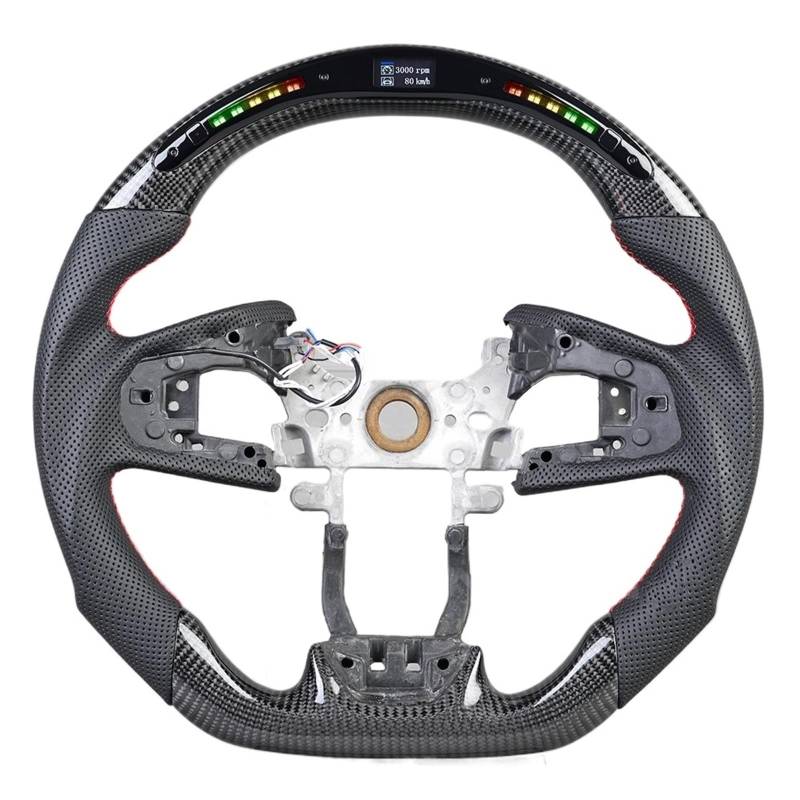 GYTTAK Sportlenkräder Kompatibel Mit Civic Gen 10th 2016 2017 2018 2019 2020 2021 Carbonfaser-Lenkrad-Display-Licht-Rennsport-Rad-Autozubehör von GYTTAK