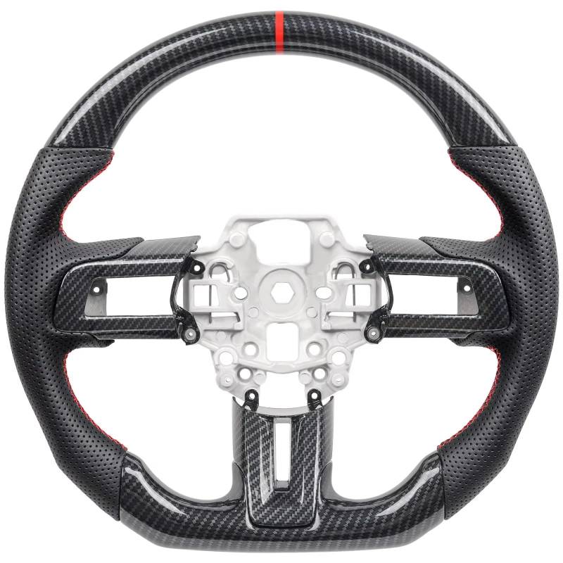 GYTTAK Sportlenkräder Kompatibel Mit Ford Für Mustang Für GT350 GT500 2018 2019 2020 2021 2022 2023 Carbonfaser-Lenkrad-Rennrad Mit Abdeckungsverkleidung Autoteile von GYTTAK