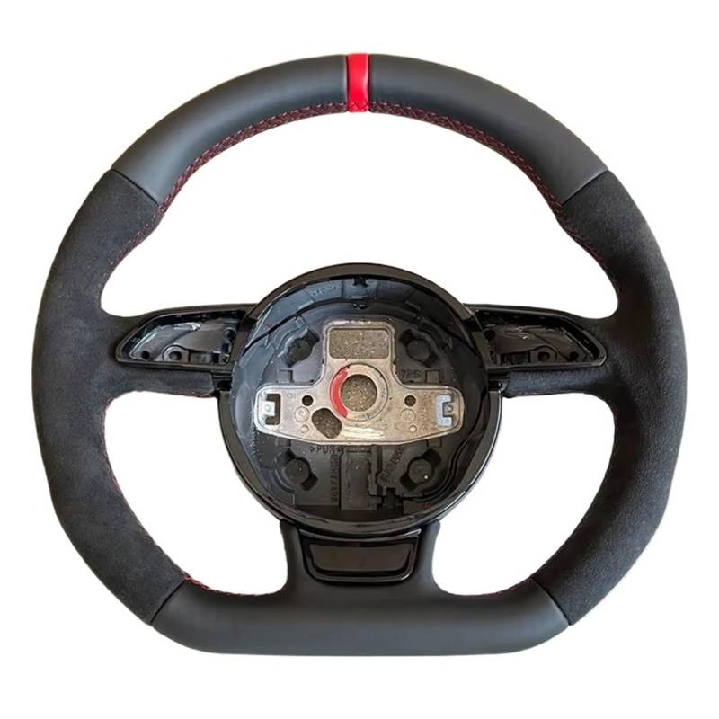 GYTTAK Sportlenkräder Kompatibel Mit Für A3 A4 A5 S3 S4 S5 Lenkrad Mit Flachem Boden, Sport-Upgrade, Vollperforiertes Lenkrad, Autozubehör(RS Logo with Hole) von GYTTAK