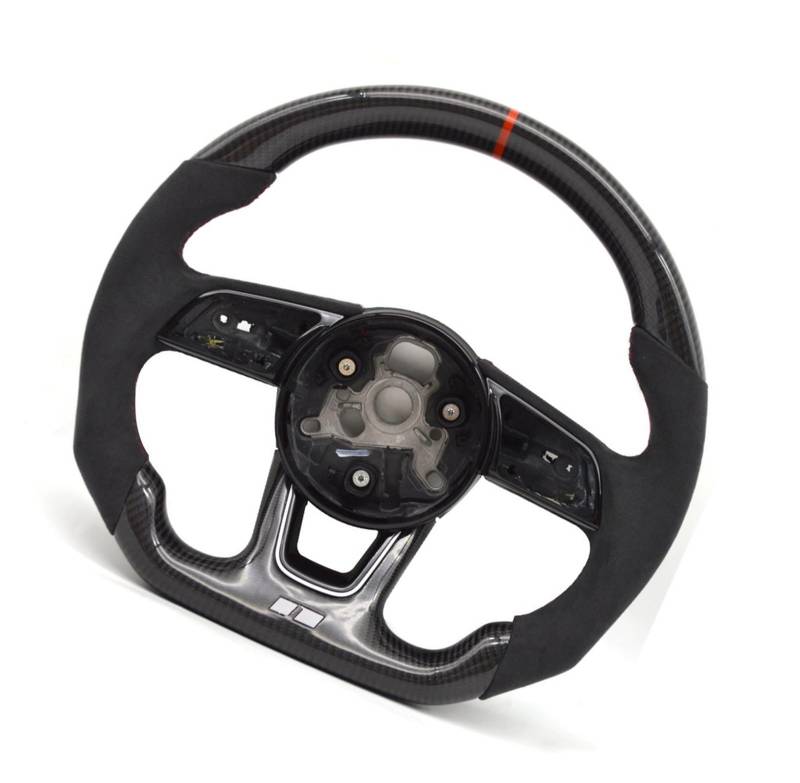 GYTTAK Sportlenkräder Kompatibel Mit Für A3 A4 B9 A5 S3 S4 S5 RS3 RS4 RS5 2017 2018 2019 2020 2021 Autosport-Lenkräder Modifikation Autozubehör(Red,S Logo 2) von GYTTAK