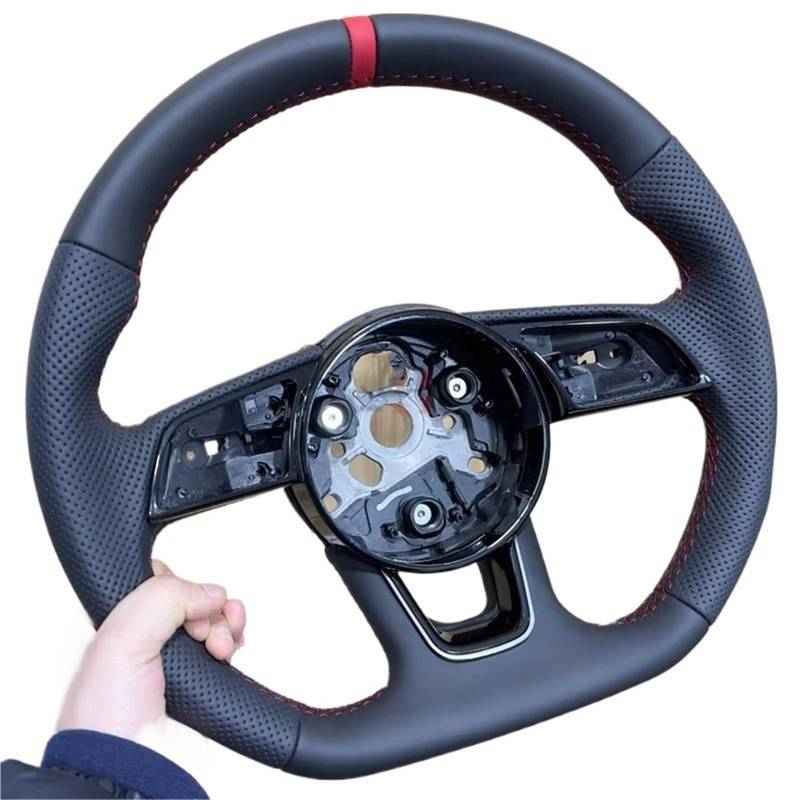 GYTTAK Sportlenkräder Kompatibel Mit Für A5 A4 A3 S5 S4 S3 2017 2018 2019 2020 2021 2022 Halbperforiertes Lenkrad, Flache Unterseite, Sportlenkrad, Autoteile(RS Logo Without Hole) von GYTTAK