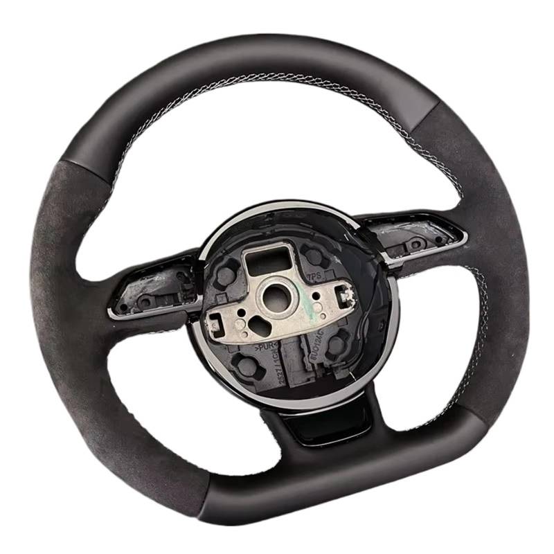 GYTTAK Sportlenkräder Kompatibel Mit Für A5 A6 A7 A3 A4 Q3 Q5 Q7, Vollständig Perforierte Lenkradbaugruppe, Flache Unterseite, Lenkrad-Kampagnen-Innenraum(S Logo Without Hole) von GYTTAK