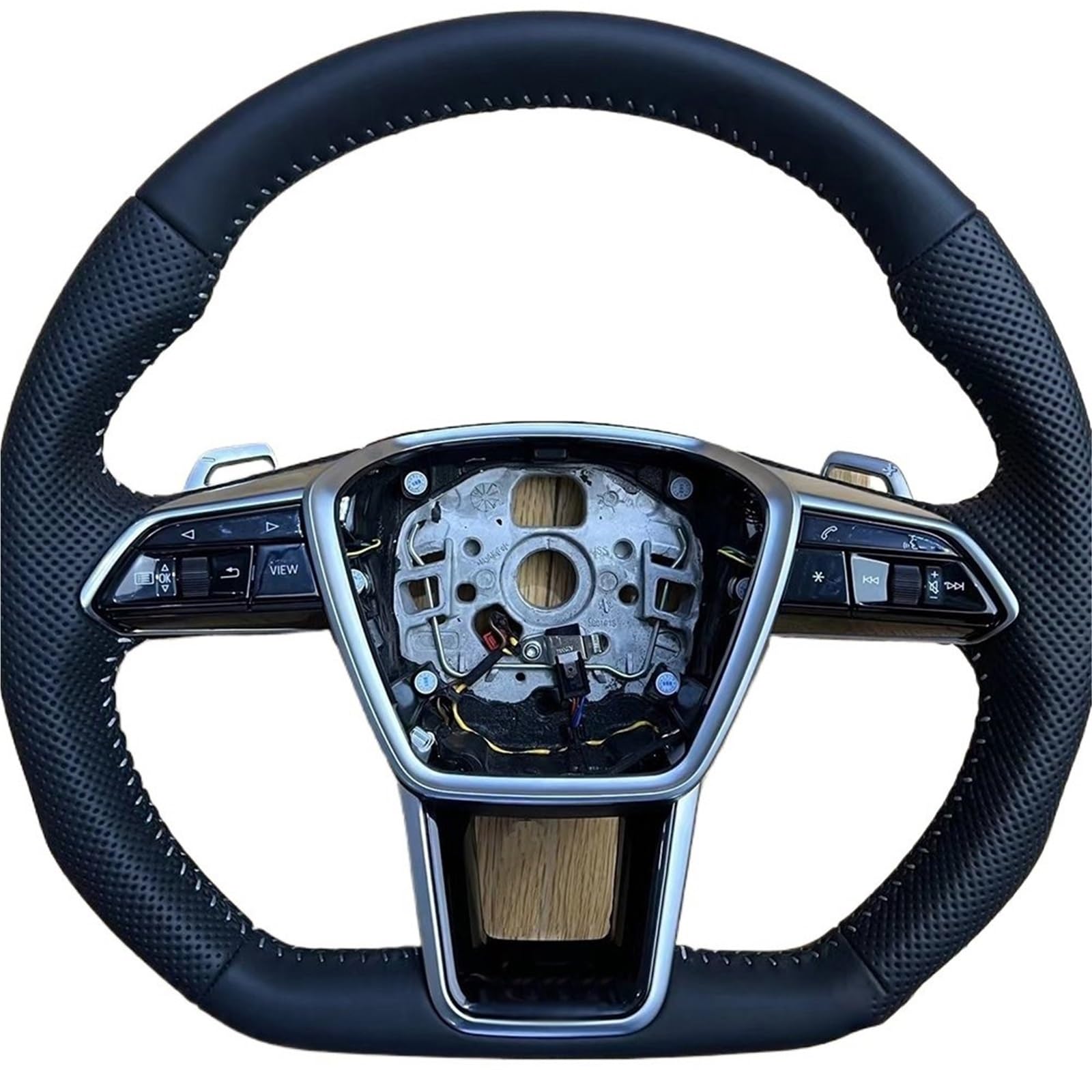GYTTAK Sportlenkräder Kompatibel Mit Für A6 A7 C8 2019 2020 2021 2022 2023 2024 2025 Für S6 S7 RS6 RS7 Verbesserte Autosport-Lenkradteile Mit Flacher Unterseite Und Heizung(with Buttons Heated) von GYTTAK