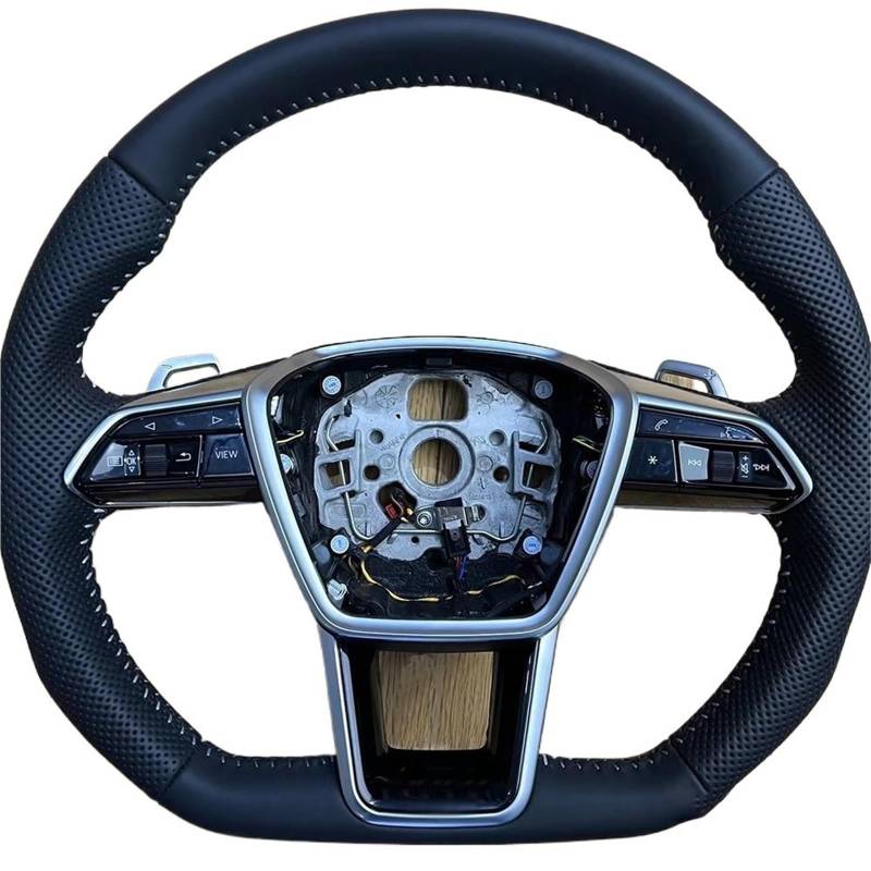 GYTTAK Sportlenkräder Kompatibel Mit Für A6 A7 C8 2019 2020 2021 2022 2023 2024 2025 Für S6 S7 RS6 RS7 Verbesserte Autosport-Lenkradteile Mit Flacher Unterseite Und Heizung(with Buttons Heated) von GYTTAK