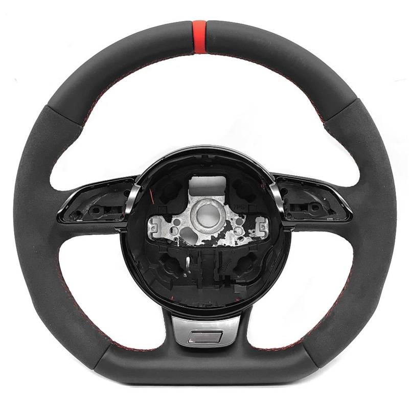 GYTTAK Sportlenkräder Kompatibel Mit Für Q3 Q5 Q7 A3 A4 A5 A6 A7 Für S/RS Logo Multifunktions-Lenkradbasisbaugruppe Innenmodifikation Autozubehör(Red,with RS Logo) von GYTTAK
