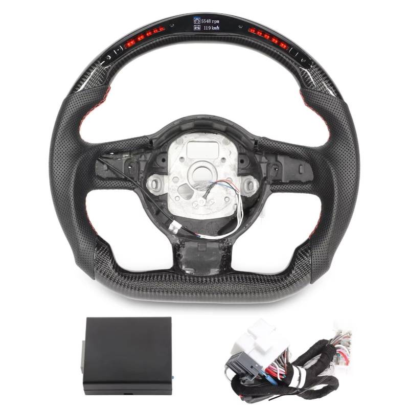 GYTTAK Sportlenkräder Kompatibel Mit Für R8 42 2007 2008 2009 2010 2011 2012 2013 2014 2015 Für TT TTS TTRS 8J Carbon Fiber Display Schaltlichter Auto Lenkrad von GYTTAK