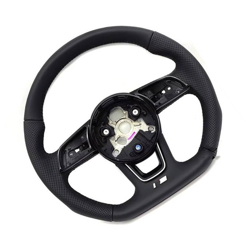 GYTTAK Sportlenkräder Kompatibel Mit Für RS3 RS4 RS5 A3 A4 B9 A5 S3 S4 S5 2017 2018 2019 2020 2021 Vollständig Perforiertes Lenkrad Mit Flacher Unterseite, Autozubehör(RS Logo 4) von GYTTAK