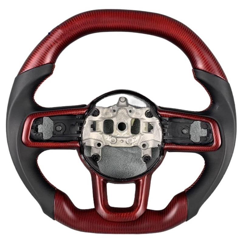 GYTTAK Sportlenkräder Kompatibel Mit Jeep Für Wrangler JL 2018 2019 2020 2021 2022 2023 Auto-Sportlenkrad, Benutzerdefiniertes Carbonfaser-Lenkrad, Autozubehör(Red) von GYTTAK