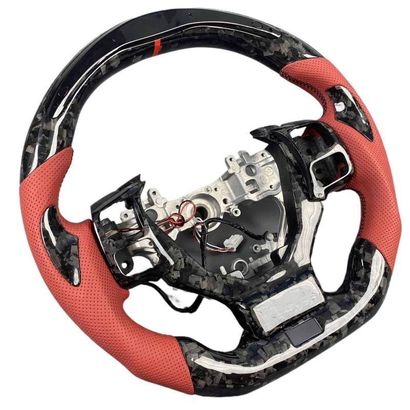 GYTTAK Sportlenkräder Kompatibel Mit Lexus Für RCF is ISF ES Für ES250 IS250 IS300, Individuelles Carbonfaser-Lenkrad, Auto-Sport-Lenkrad-Lampenanzeige(Style 2 with Heating) von GYTTAK