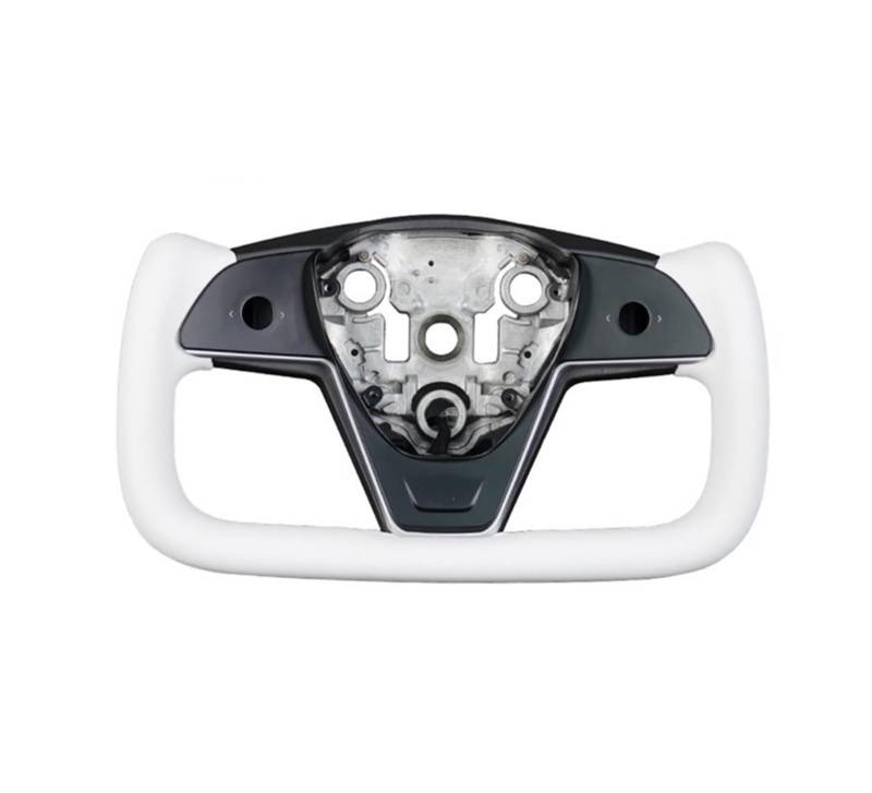 GYTTAK Sportlenkräder Kompatibel Mit Tesla Für Model 3 2017 2018 2019 2020 2021 2022 2023 Jochgriff 3.0 Version Lenkradbaugruppe Mit Heizung Frontverkleidung Rennteile(White) von GYTTAK