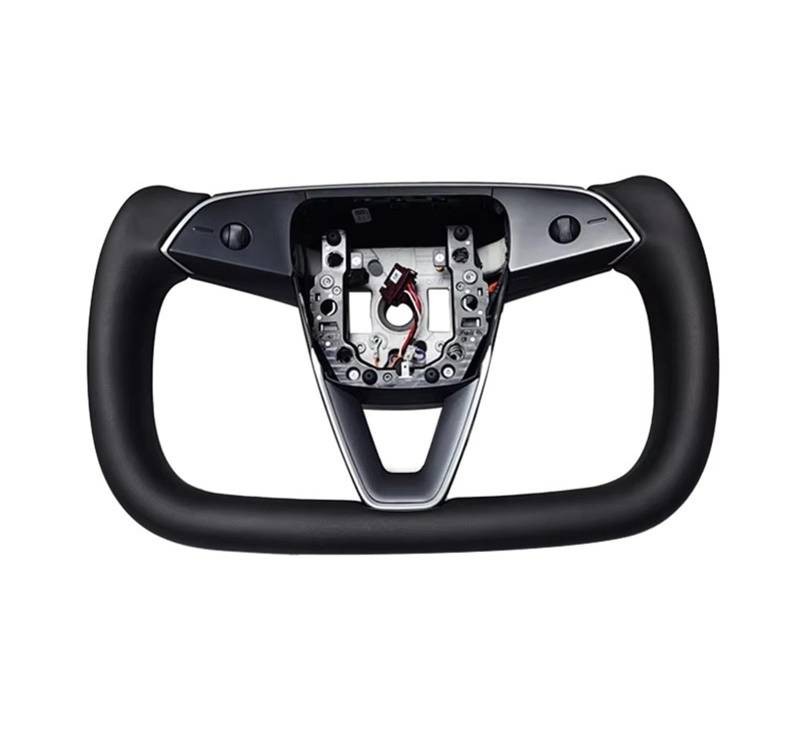 GYTTAK Sportlenkräder Kompatibel Mit Tesla Für Model 3 Für Highland 2024 Jochlenkradheizung Riemenscheibenabdeckung Dekoration Innenraum Autozubehör(Black) von GYTTAK