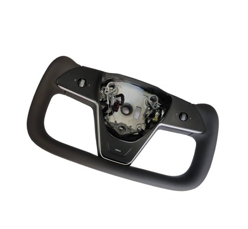 GYTTAK Sportlenkräder Kompatibel Mit Tesla Für Model Y 2020 2021 2022 Für Model 3 2018 2019 2020 2021 2022 2023 2024 Jochgriff Heizung Lenkrad Racing Customized(Black) von GYTTAK