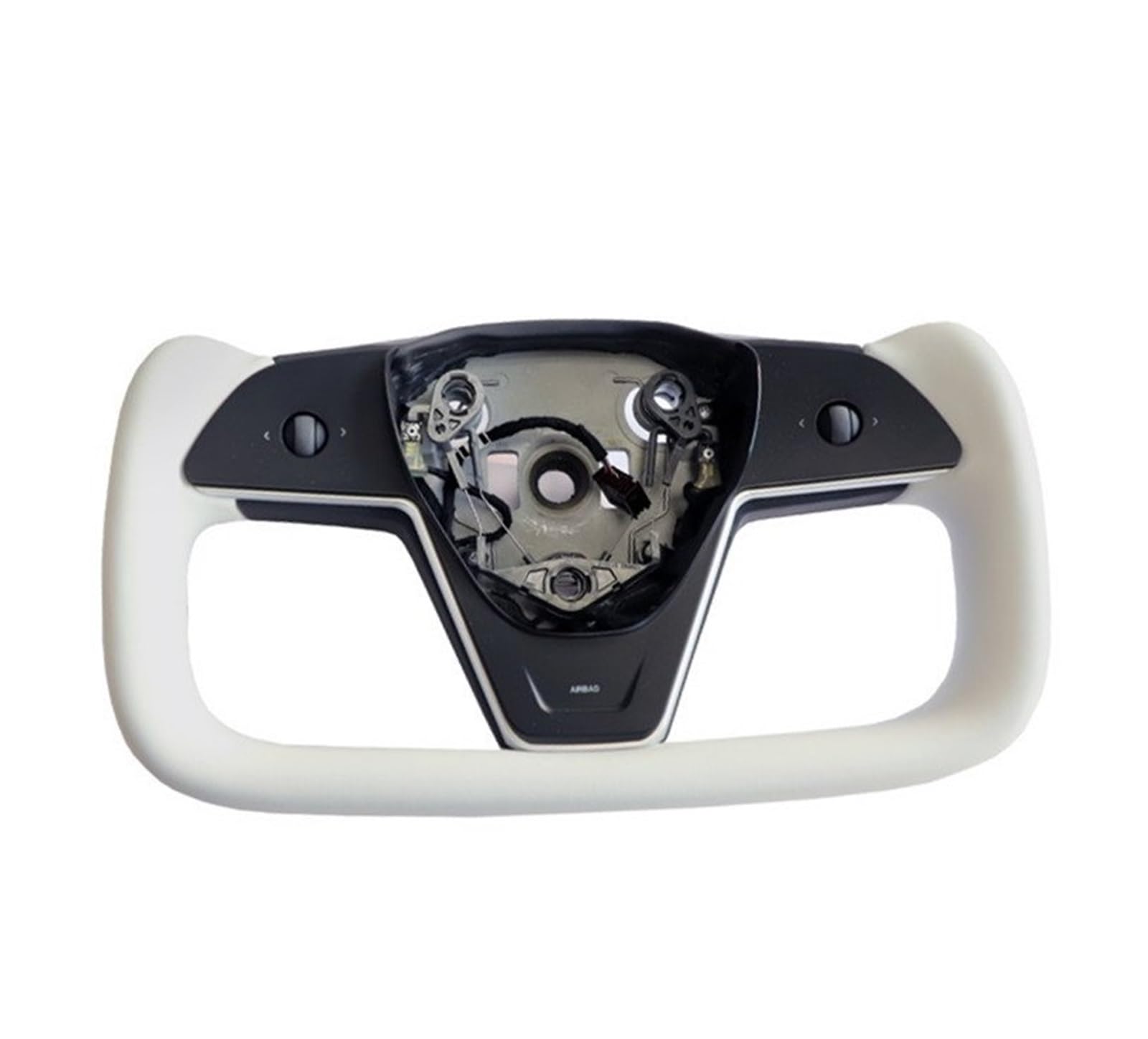 GYTTAK Sportlenkräder Kompatibel Mit Tesla Für Model Y 2020 2021 2022 Für Model 3 2018 2019 2020 2021 2022 2023 2024 Jochgriff Heizung Lenkrad Racing Customized(White) von GYTTAK